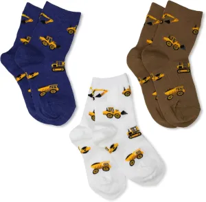Jefferies Socks Boys 2-7 Construction Triple Treat Socks 3 Pair Pack