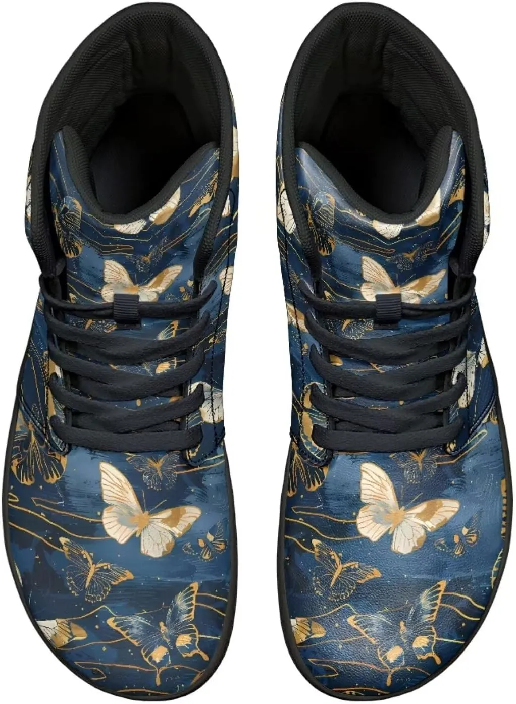 Jeiento High Top Barefoot Sneakers Men Women Butterfly Barefoot Shoes with Wide Toe Box