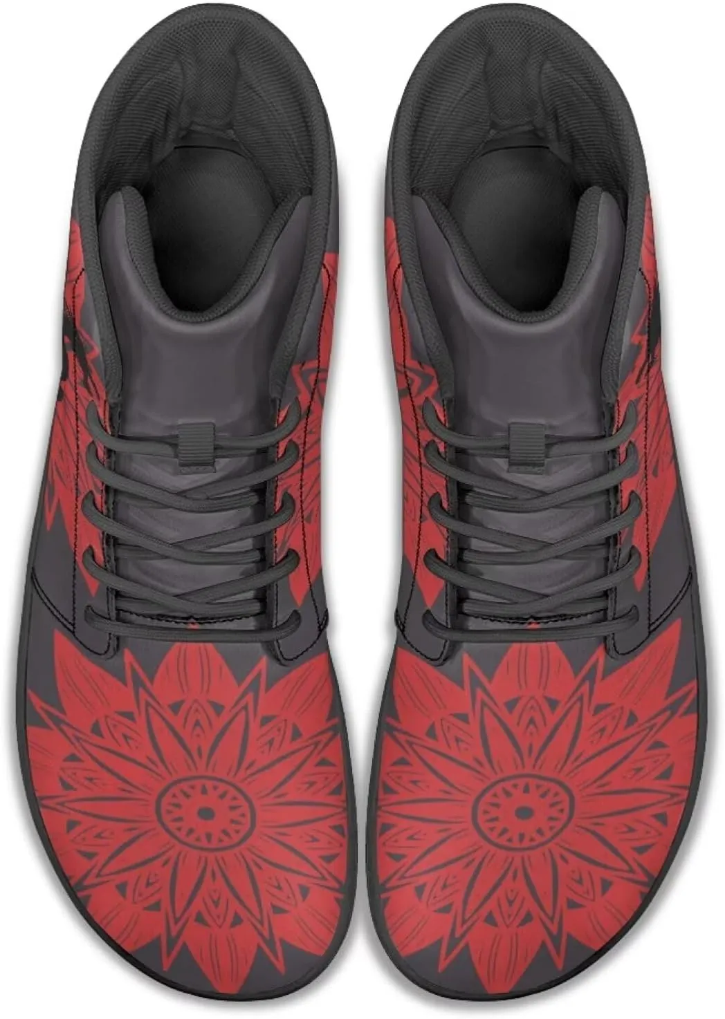 Jeiento Mens High Top Shoes Wide Width Dragon Pattern Barefoot Shoes Casual Walking Shoes