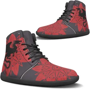 Jeiento Mens High Top Shoes Wide Width Dragon Pattern Barefoot Shoes Casual Walking Shoes