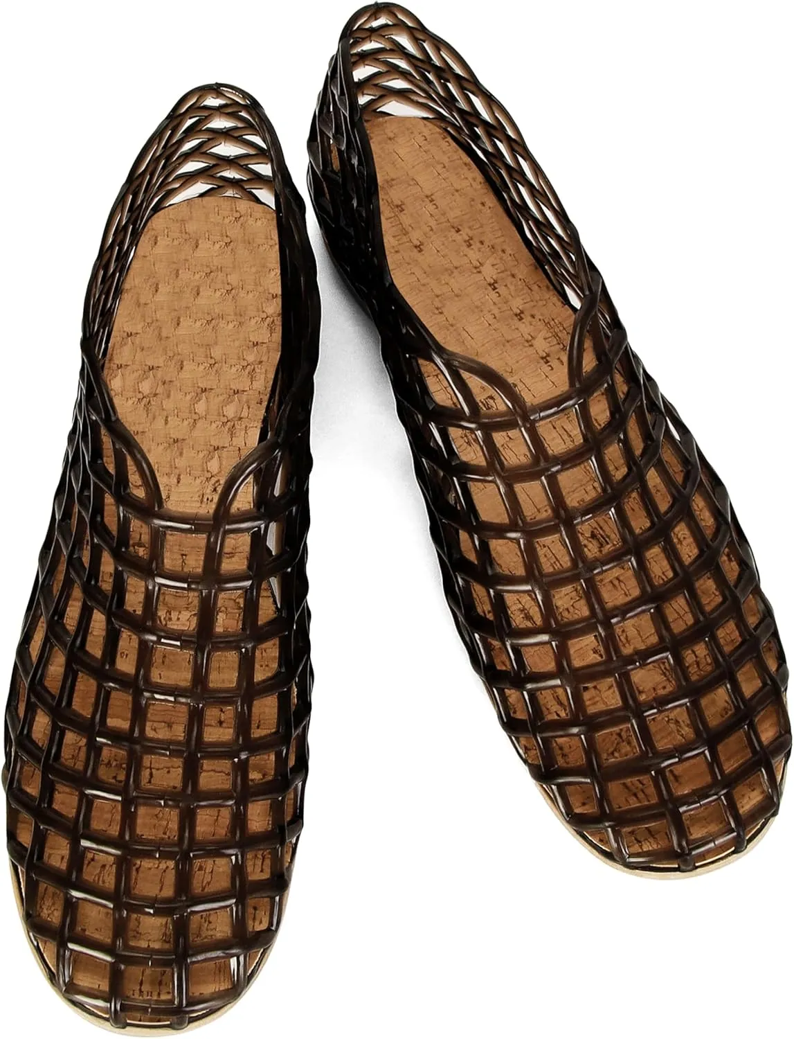 Jelly Mesh Ballet Flats for Women Fishnet PVC Clear Hollow Jellies Sandals Comfortable Beach Ballerina Flats Shoes