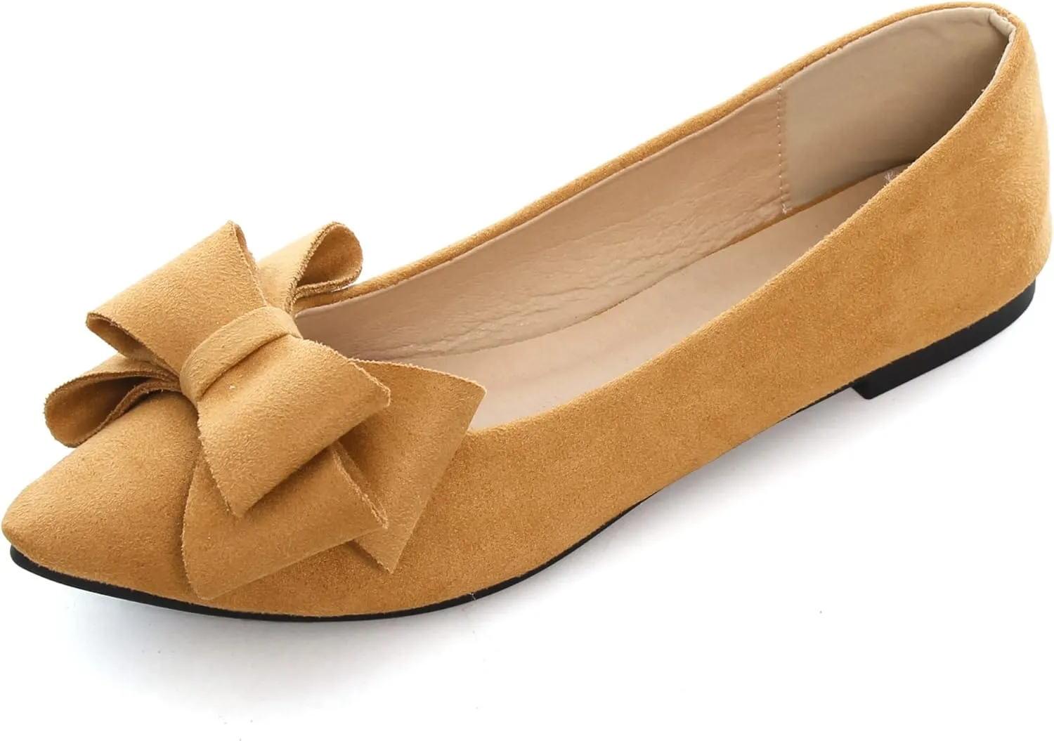 JiangWei Shu Women's Ballet Flats Solid Slip On Walking Shoes