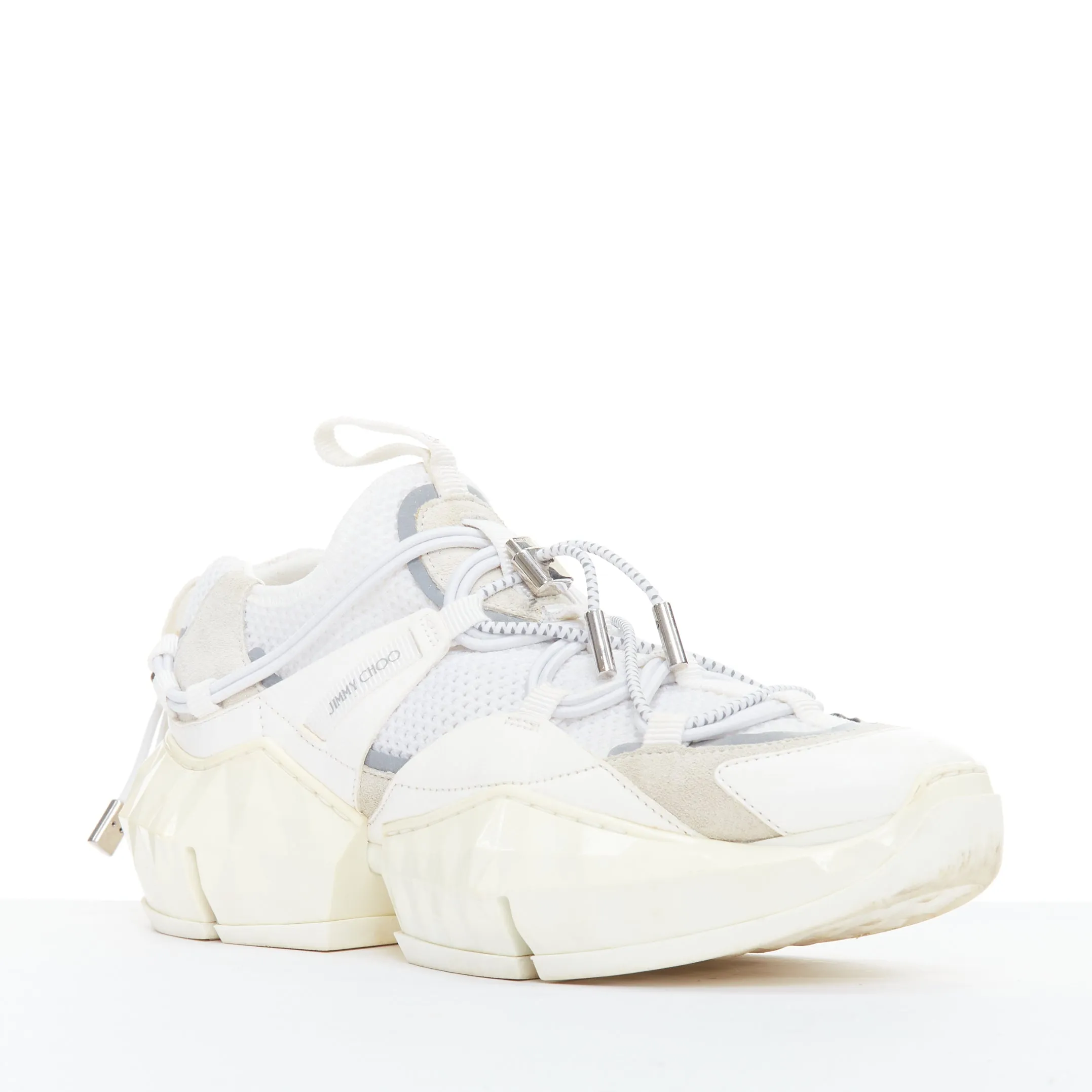 JIMMY CHOO Diamond Trail white faceted chunky sole sneakers EU36