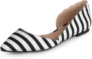 Journee Collection Womens Cortni Ballet Flats with Asymmetrical Detail and Pointed-Toe, Black Stripe, 7