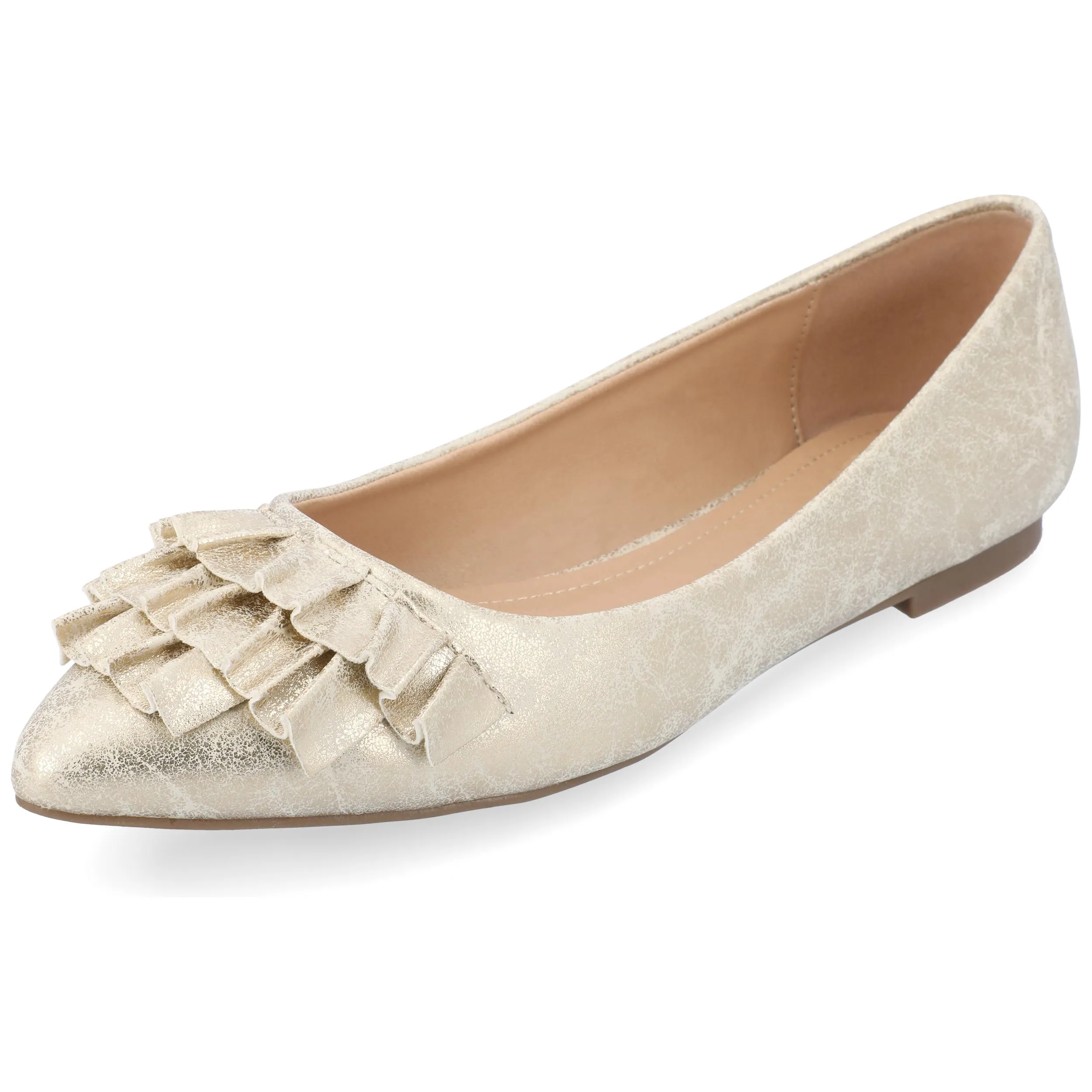 Journee Collection Womens Judy Slip On Pointed Toe Ballet Dress Flats - Gold - 8 Wide