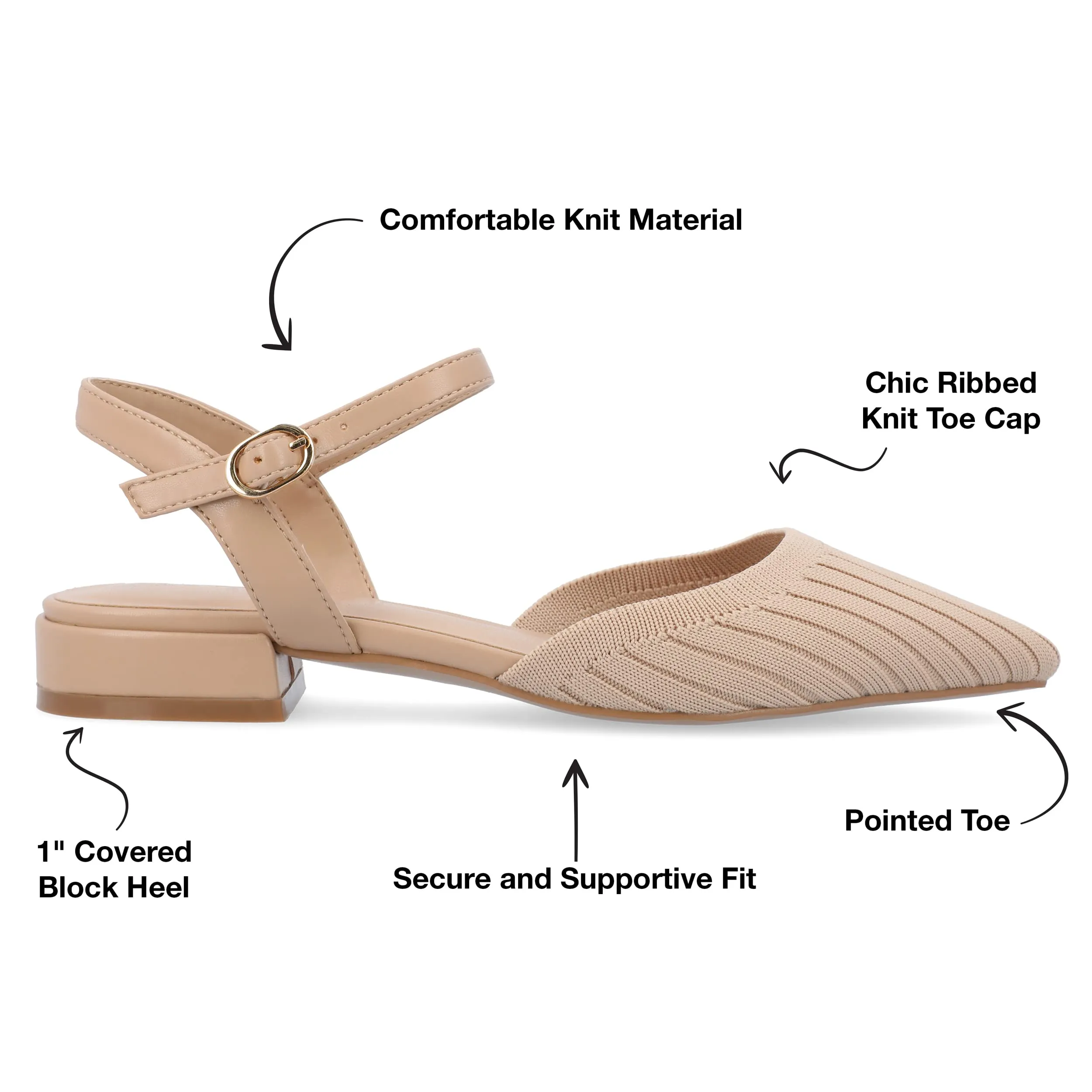 Journee Womens Ansley Mary Jane Pointed Toe Flats