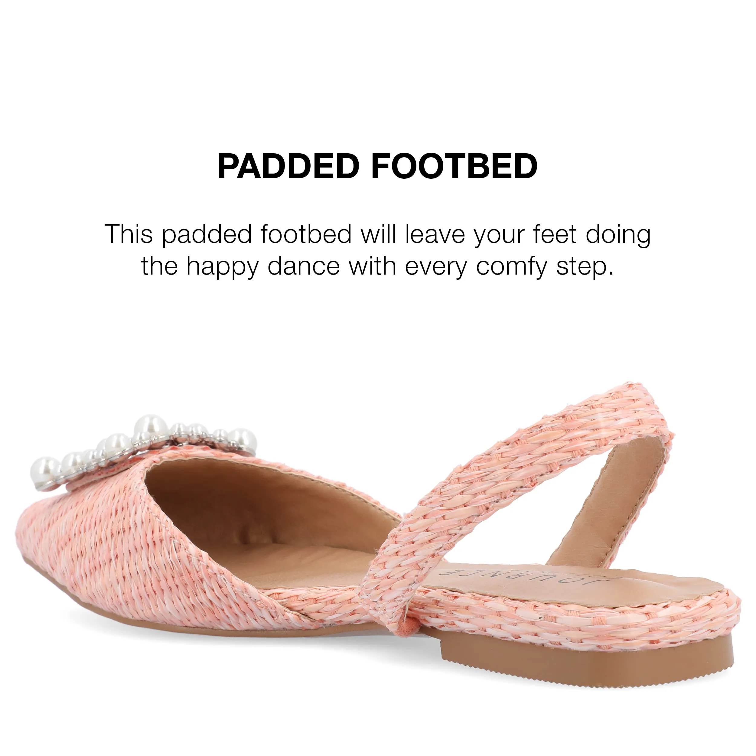 Journee Womens Hannae Sling Back Pointed Toe Flats Pink