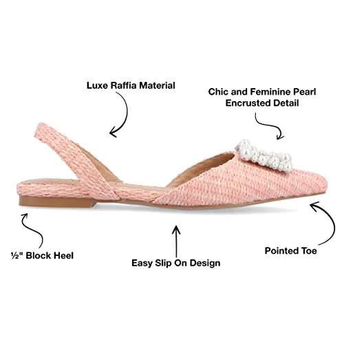 Journee Womens Hannae Sling Back Pointed Toe Flats Pink