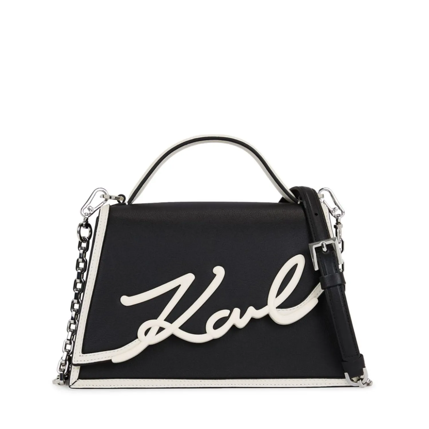 KARL LAGERFELD K/SIGNATURE BLACK/WHITE CROSSBODY BAG