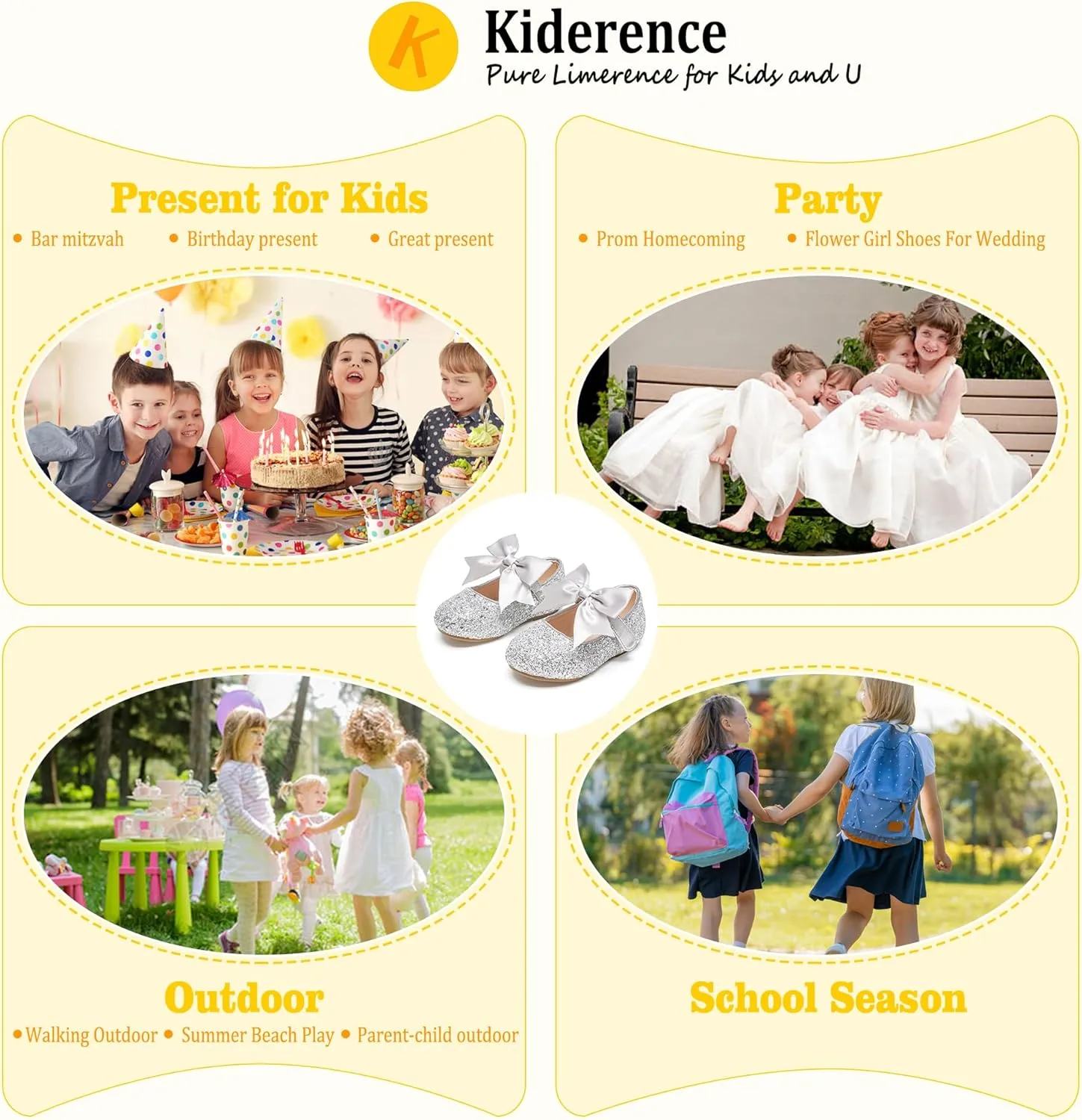 Kiderence Toddler Girls Dress Shoes Little Kids Mary Janes Ballet Flats Toddler