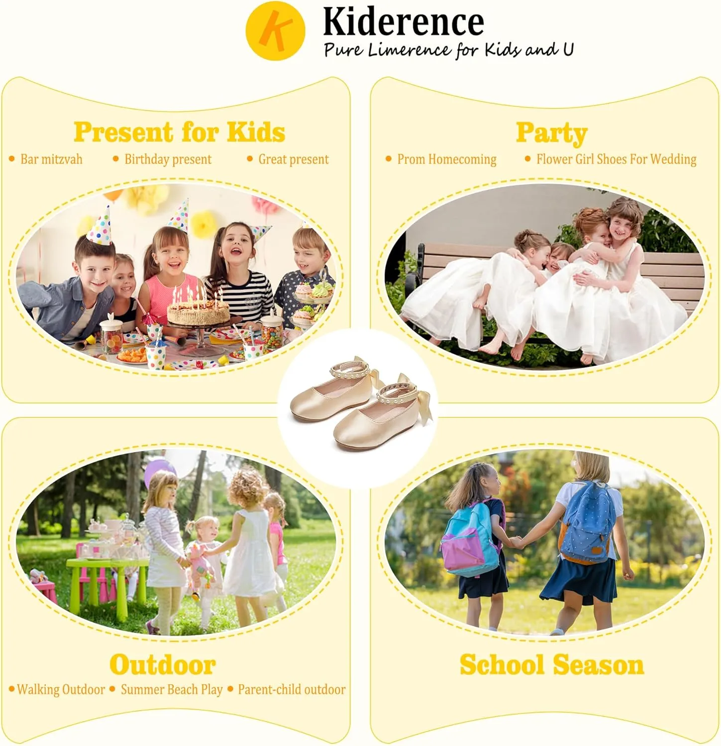 Kiderence Toddler Girls Dress Shoes Little Kids Mary Janes Ballet Flats Toddler