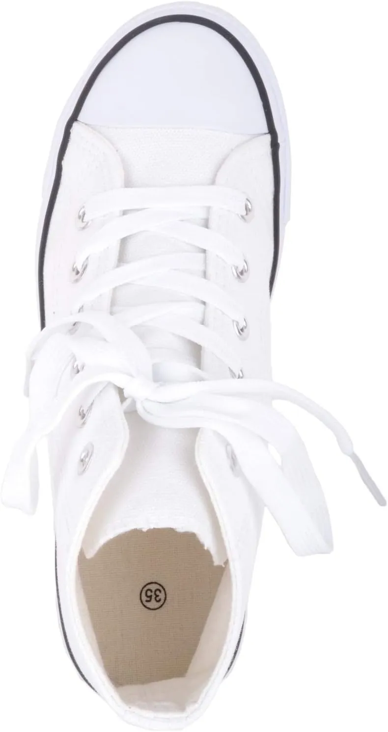 Kids/Childrens Slip On High Top Lace Up Canvas Pumps Trainers Shoes with Matching Sole