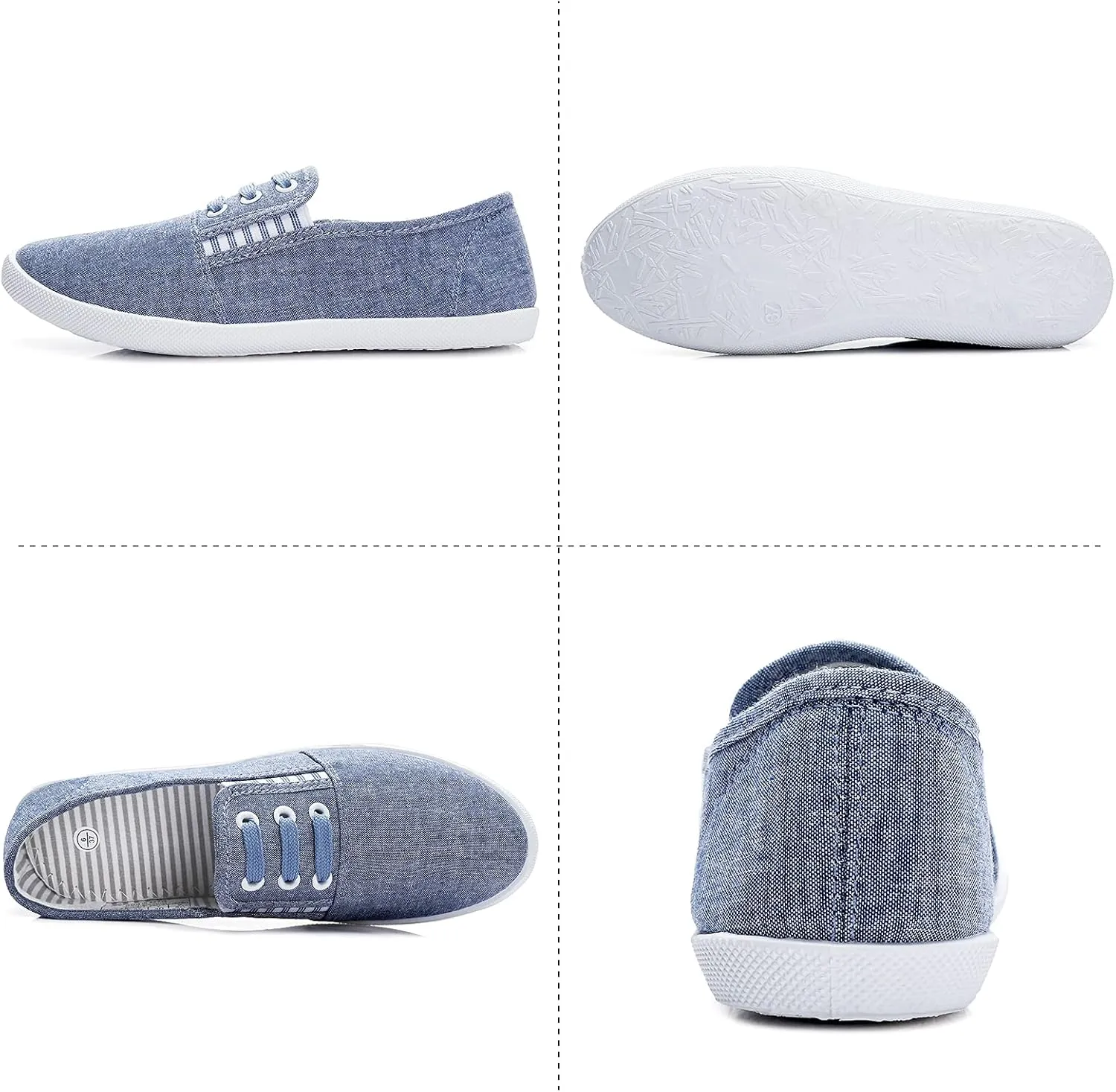 kufeiti Women's Canvas Slip On Shoes Sneakers for Women Fashion Comfortable White Black Elastic Sneakers for Women