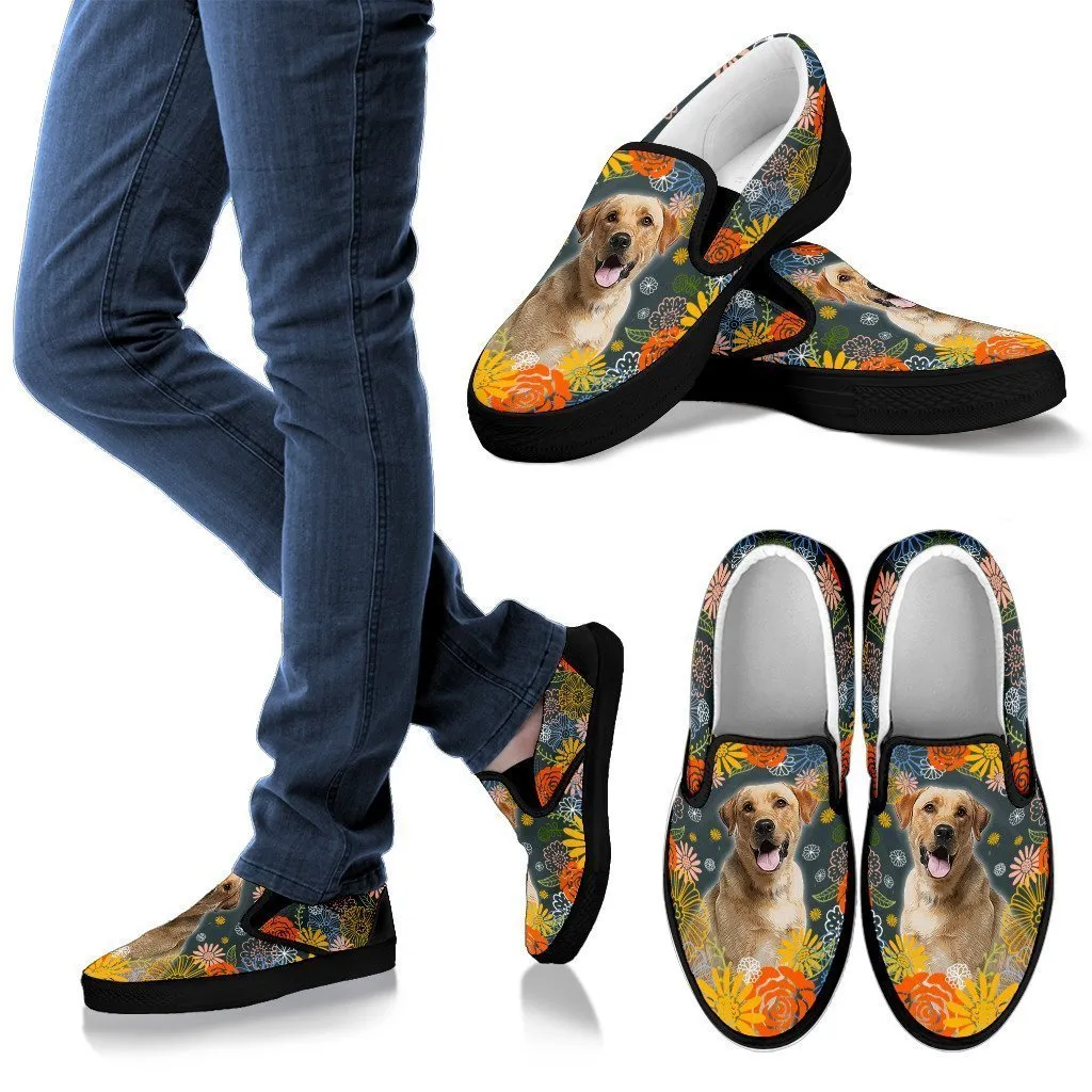 Labrador Dog Floral Slip Ons Shoes For Dog Mom