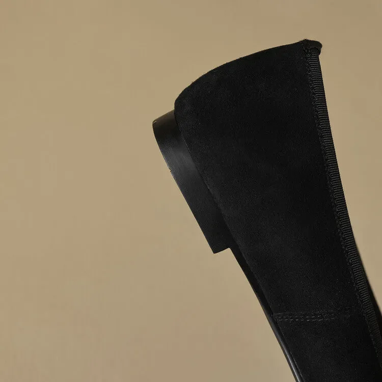 Ladies Cap Toe Suede Bow Detail Flat Ballet Shoes