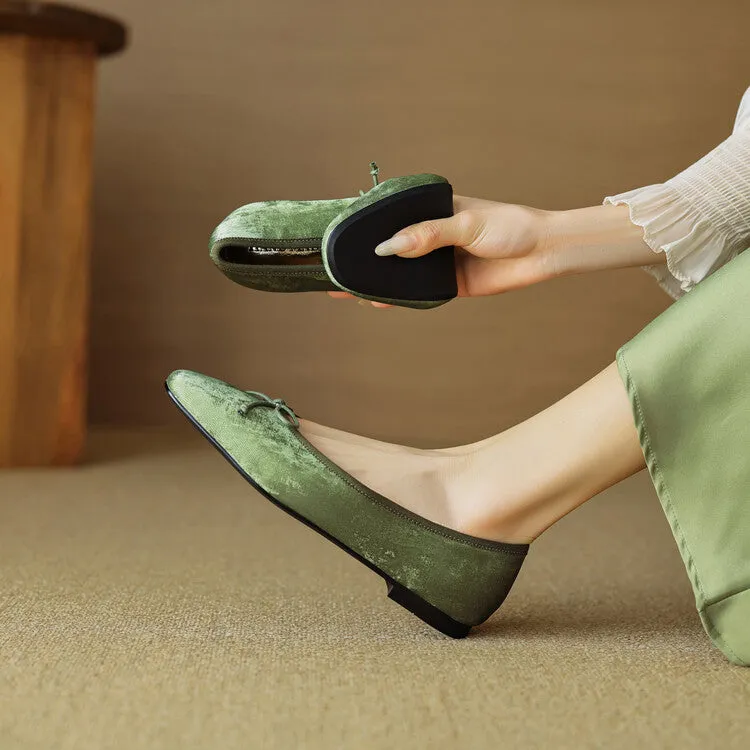 Ladies Round Toe Bow Detail Ballet Flats