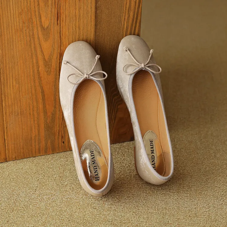 Ladies Round Toe Bow Detail Ballet Flats