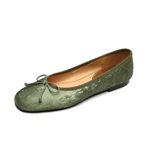 Ladies Round Toe Bow Detail Ballet Flats