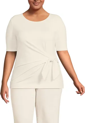 Lands' End Women's Lightweight Jersey Tie Front Top