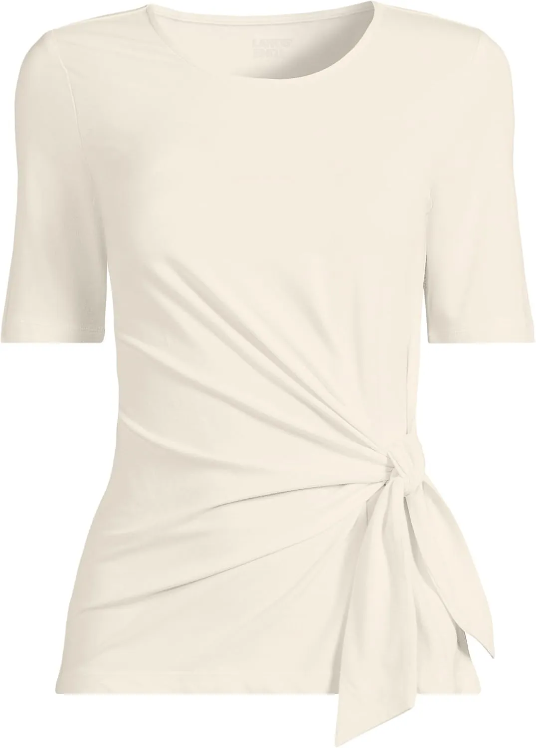 Lands' End Women's Lightweight Jersey Tie Front Top