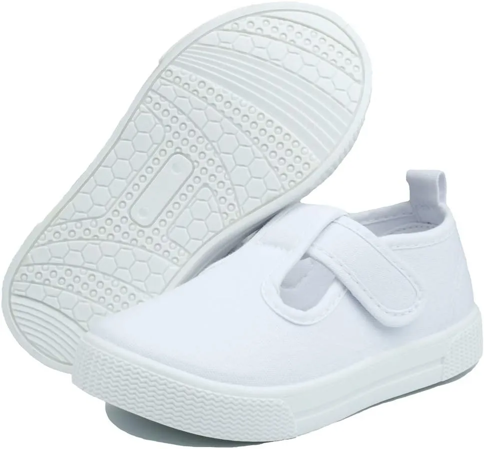 LAWBUCE Toddler Girls T-Strap Sneakers Kids Mary Jane Canvas Shoes