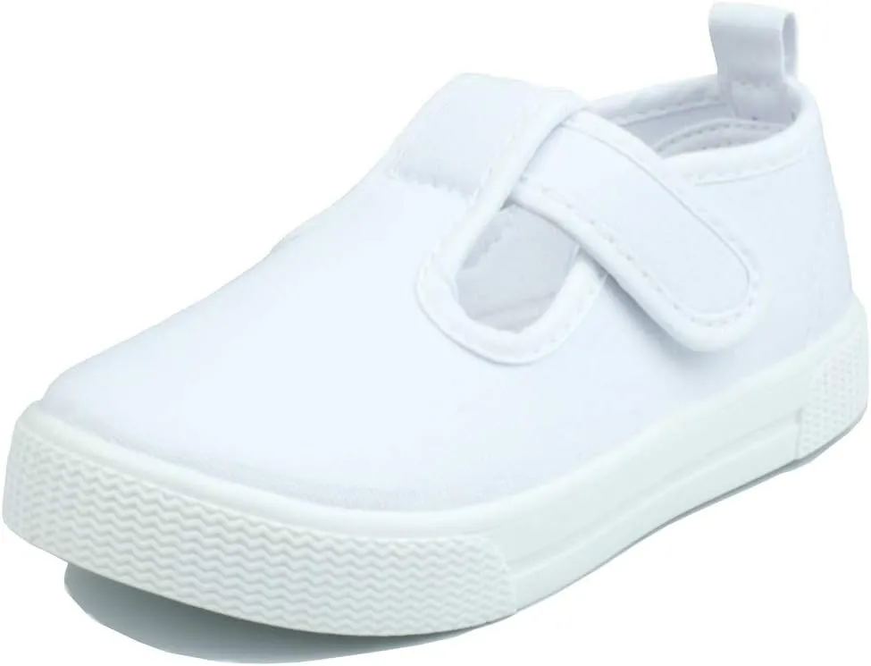 LAWBUCE Toddler Girls T-Strap Sneakers Kids Mary Jane Canvas Shoes