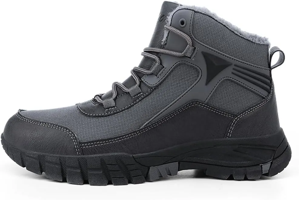 LEADER SHOW Men's Outdoor Walking Snow Boots Waterproof Fur Lined Winter Sneaker Warm Shoes