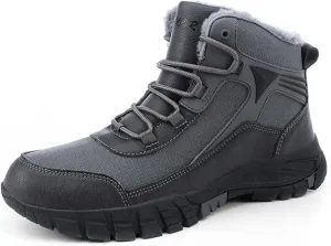 LEADER SHOW Men's Outdoor Walking Snow Boots Waterproof Fur Lined Winter Sneaker Warm Shoes