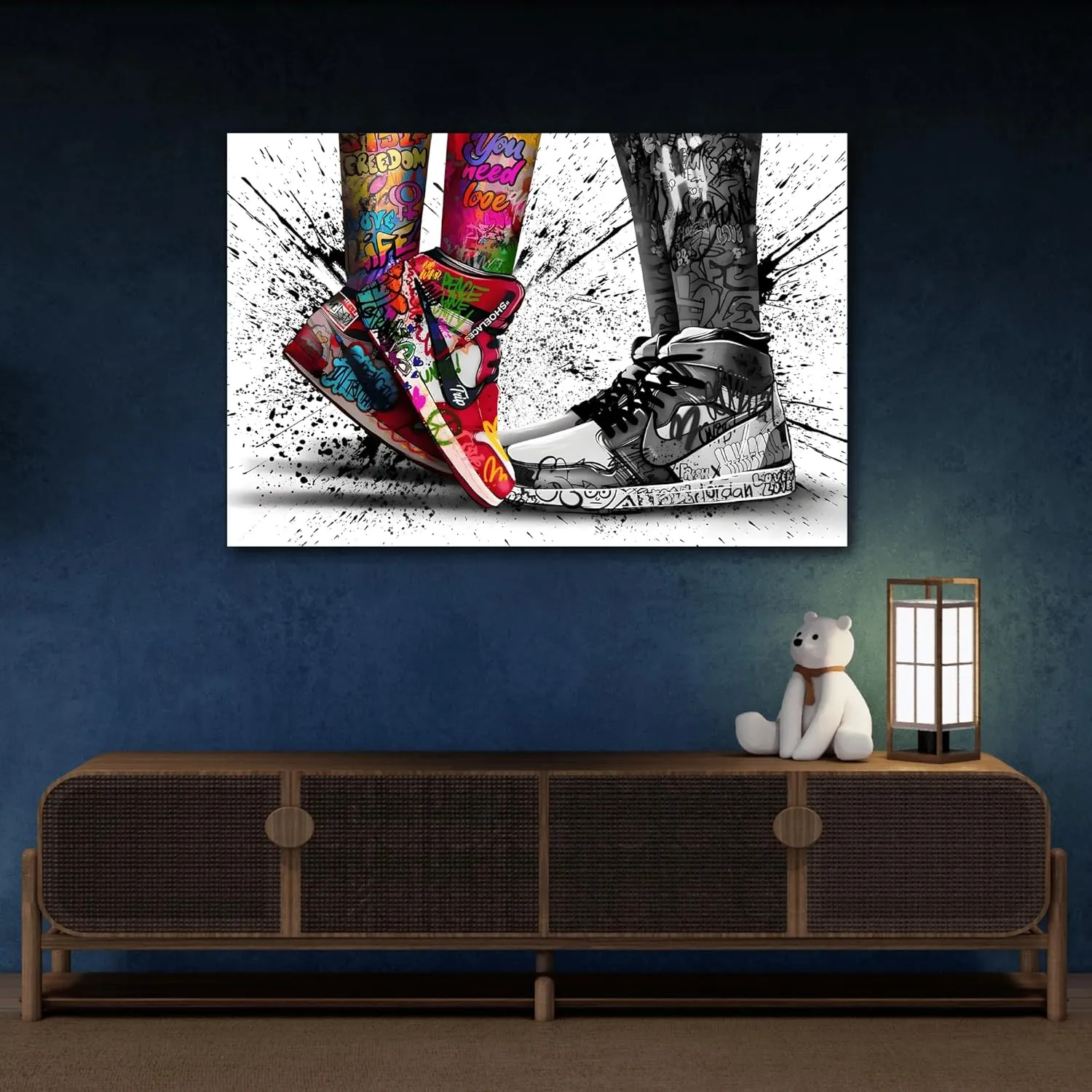 Love in Shoes Graffiti Canvas Wall Art Home Decor Print 24x16inch 60x40cm (Horizontal) / 1.25inch 3.175cm