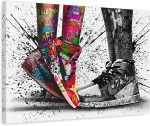 Love in Shoes Graffiti Canvas Wall Art Home Decor Print 24x16inch 60x40cm (Horizontal) / 1.25inch 3.175cm