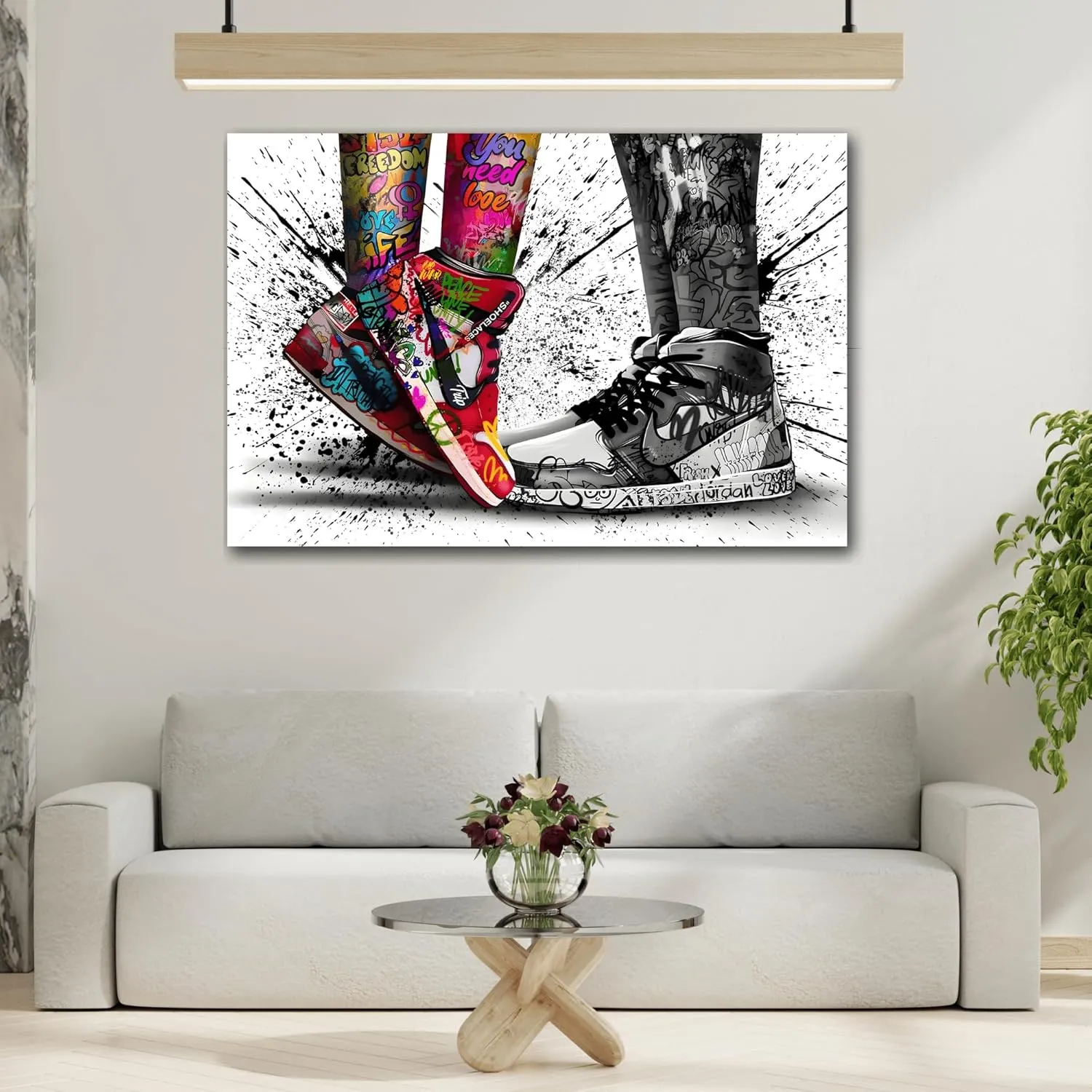 Love in Shoes Graffiti Canvas Wall Art Home Decor Print 24x16inch 60x40cm (Horizontal) / 1.25inch 3.175cm