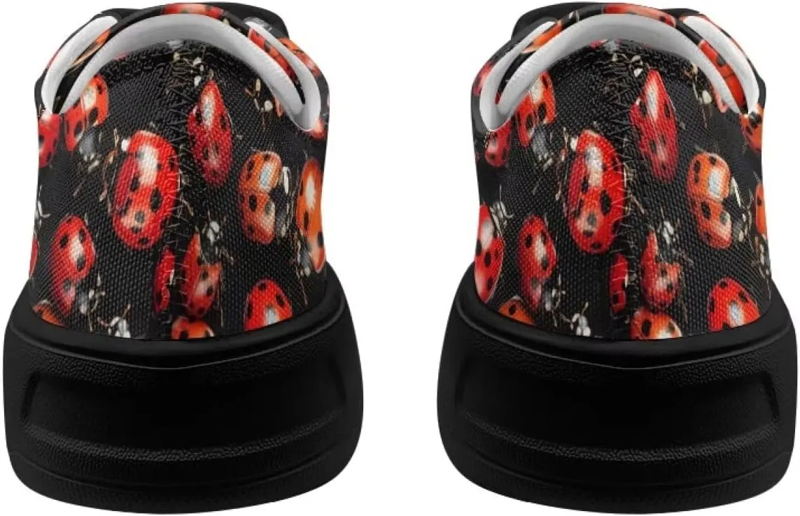 Low-Top Slip Ons Sneakers Canvas Women Black Platform Canvas Shoes Trendy Slip Ons Barefoot Shoes Fit Comfort 5.5-13.5