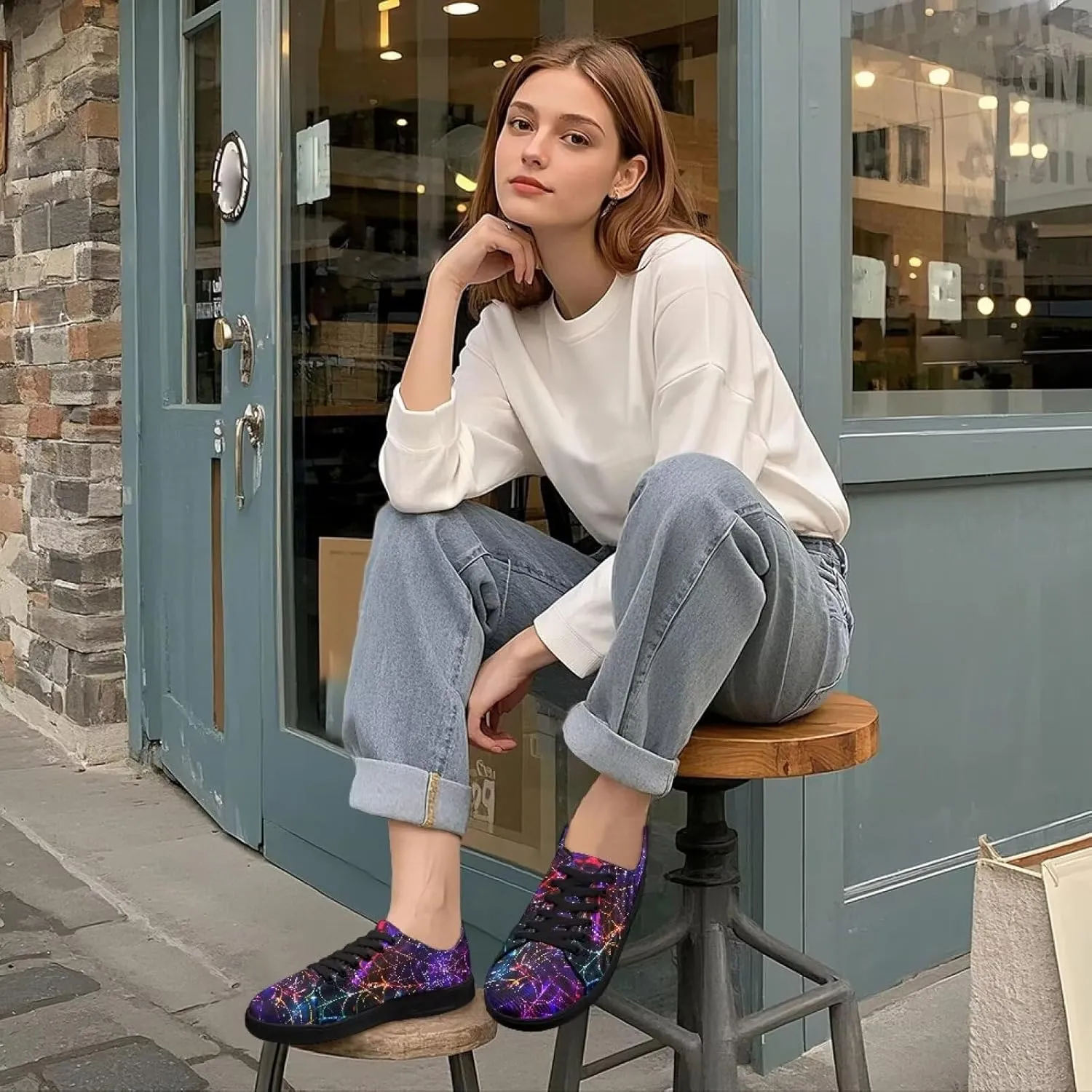 Low-Top Slip Ons Sneakers Canvas Women Black Platform Canvas Shoes Trendy Slip Ons Barefoot Shoes Fit Comfort 5.5-13.5
