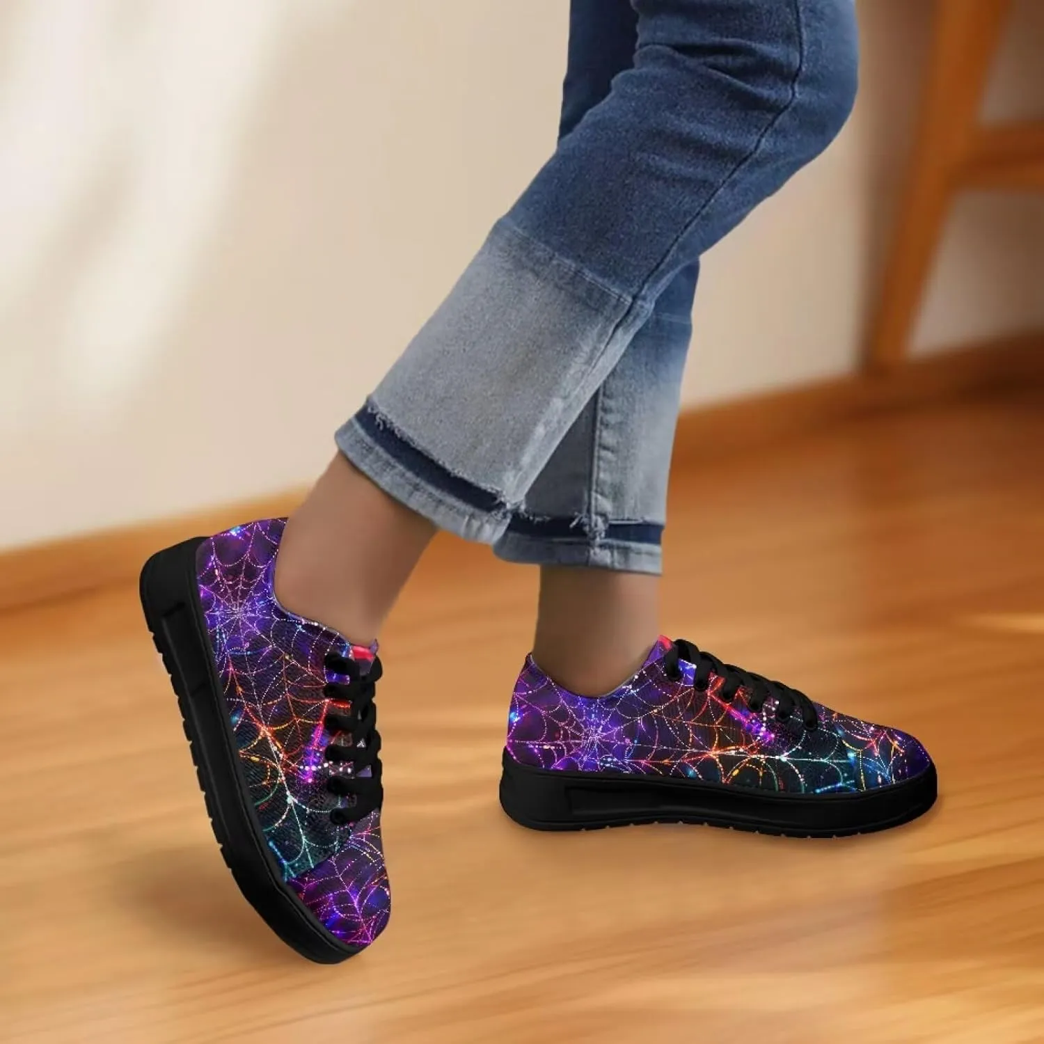 Low-Top Slip Ons Sneakers Canvas Women Black Platform Canvas Shoes Trendy Slip Ons Barefoot Shoes Fit Comfort 5.5-13.5