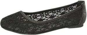 Lucky Top Girls Lace Ballet Ballerina Flats (10, Black)