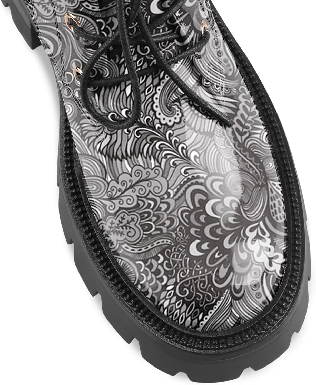 Lug Sole Chunky Heel Short Combat Boots Fashion Ankle Booties Low Heeled Platform Black Oxford Shoes with Side Zipper and Lace Up for Women Ladies Cute