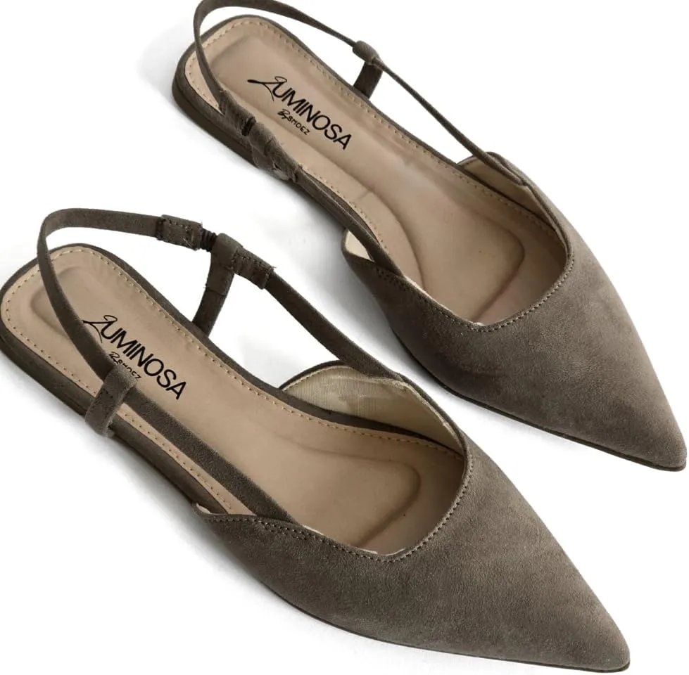 LUMINOSA Women's Elegant Pointed Toe Slingback Flats