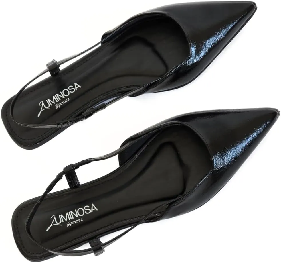 LUMINOSA Women's Elegant Pointed Toe Slingback Flats