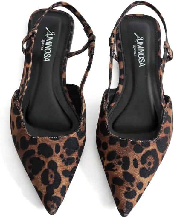 LUMINOSA Women's Elegant Pointed Toe Slingback Flats