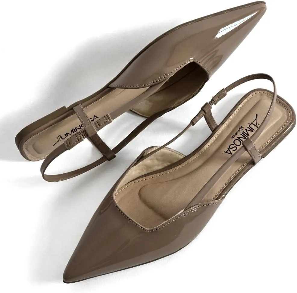 LUMINOSA Women's Elegant Pointed Toe Slingback Flats