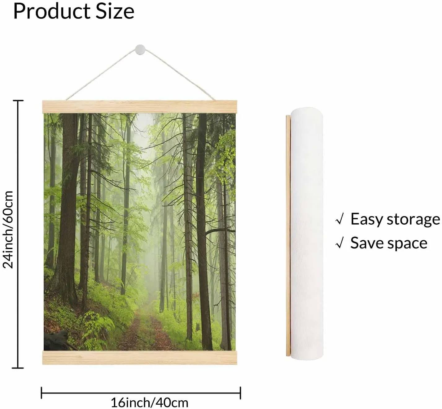 Malquwr Trail Poster 16X24 Inch Foggy Spring forest Art Posters for Dorm Home Office Classroom