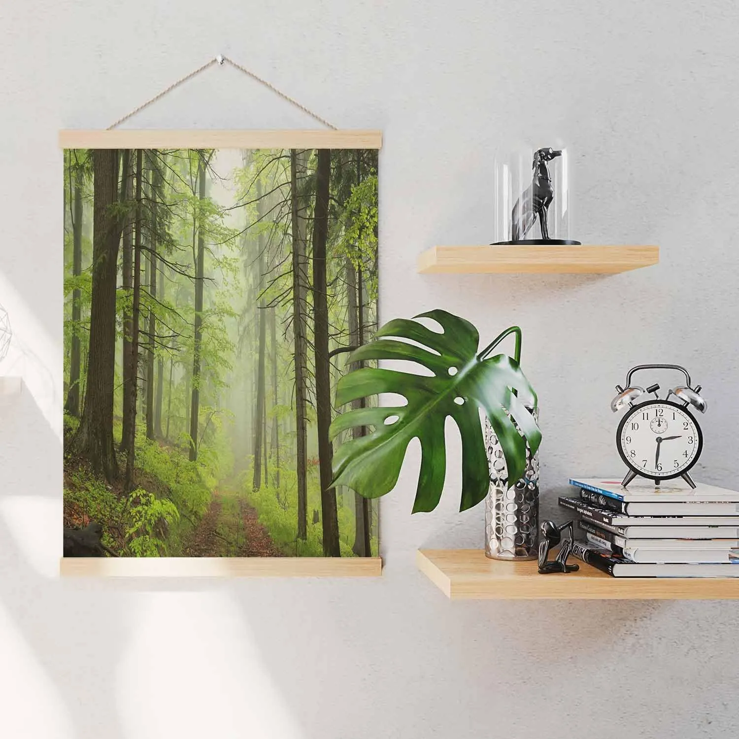 Malquwr Trail Poster 16X24 Inch Foggy Spring forest Art Posters for Dorm Home Office Classroom