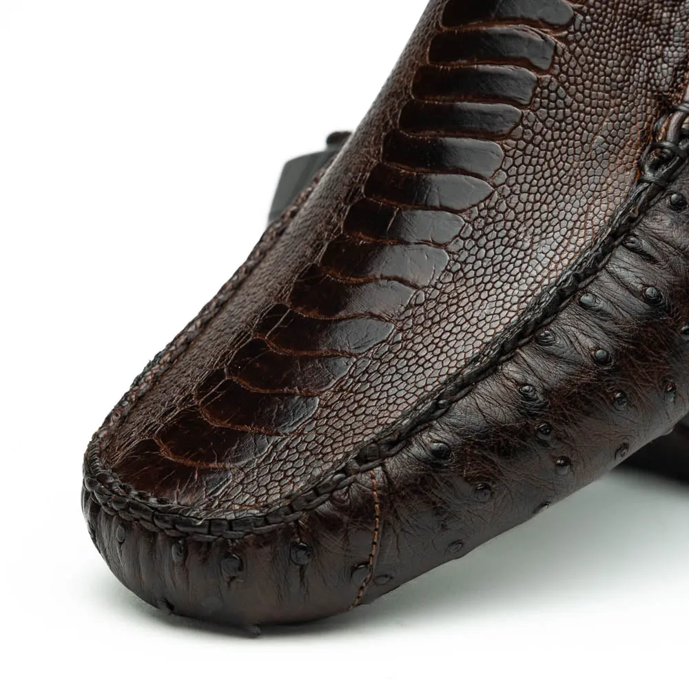 Marco Di Milano Alba in Kango Tabac Ostrich & Lizard Driving Loafer