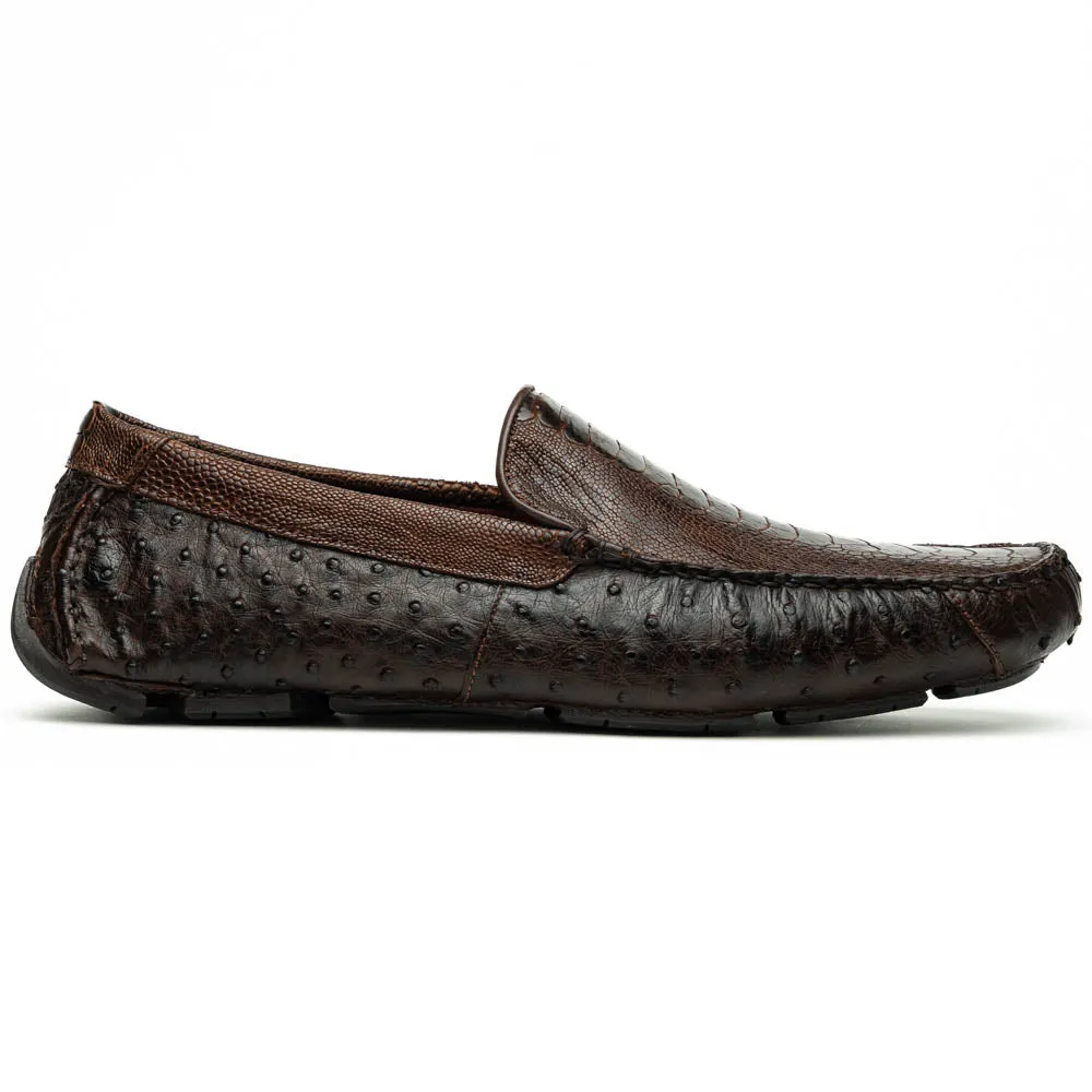 Marco Di Milano Alba in Kango Tabac Ostrich & Lizard Driving Loafer