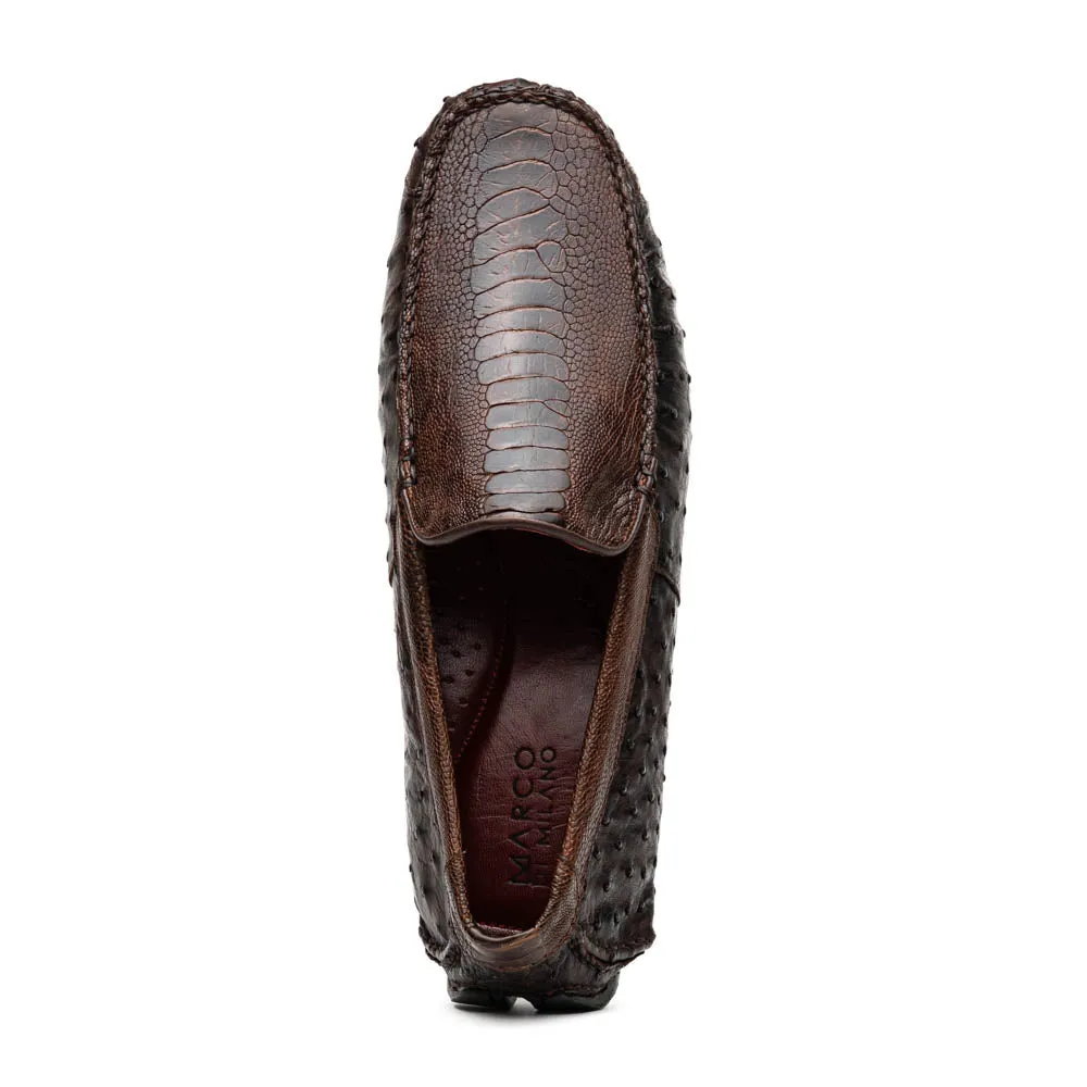 Marco Di Milano Alba in Kango Tabac Ostrich & Lizard Driving Loafer