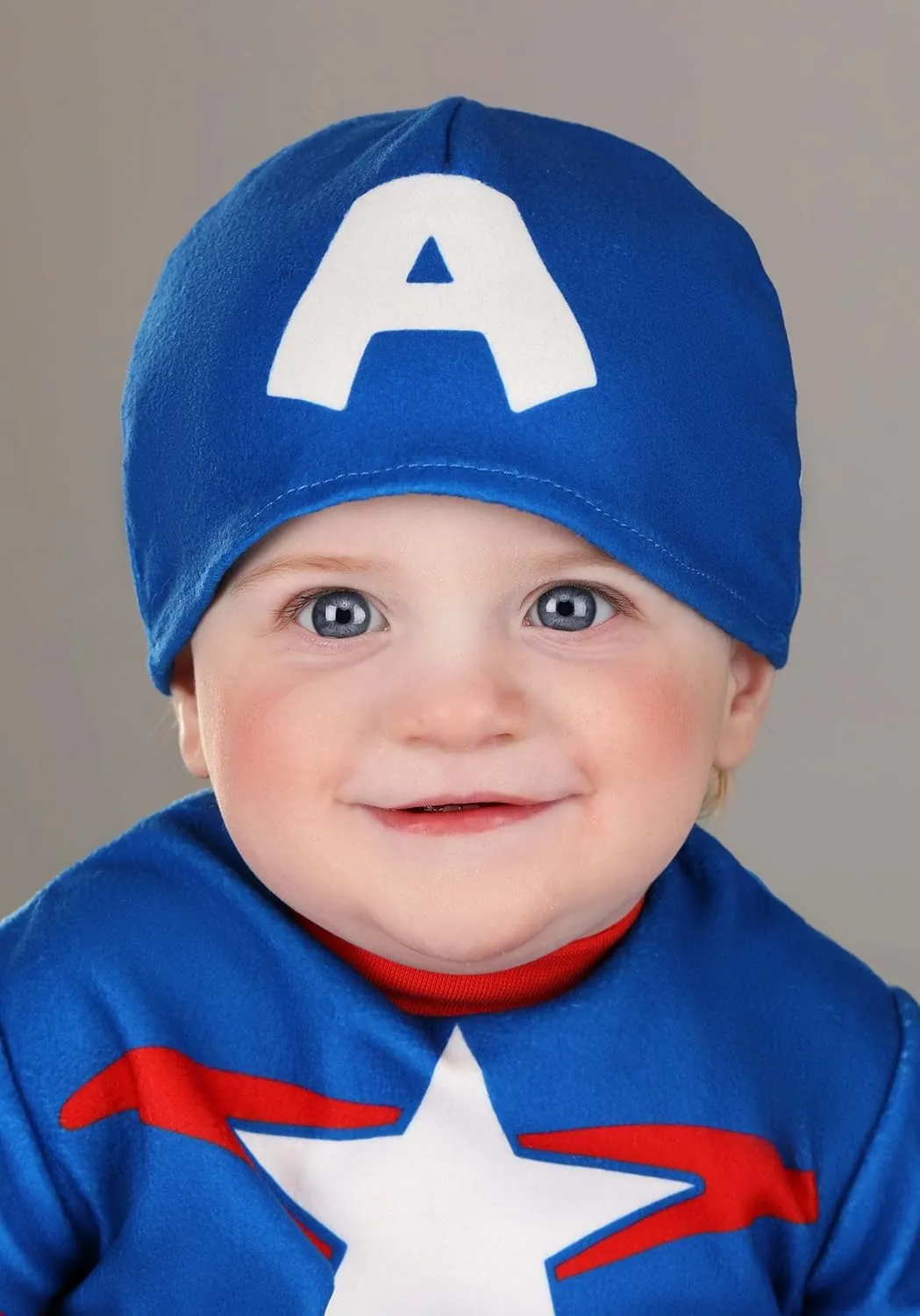 Marvel Captain America Official Infant Halloween Costume - Premium Minky Fabric Jumpsuit and Non-Slip Booties