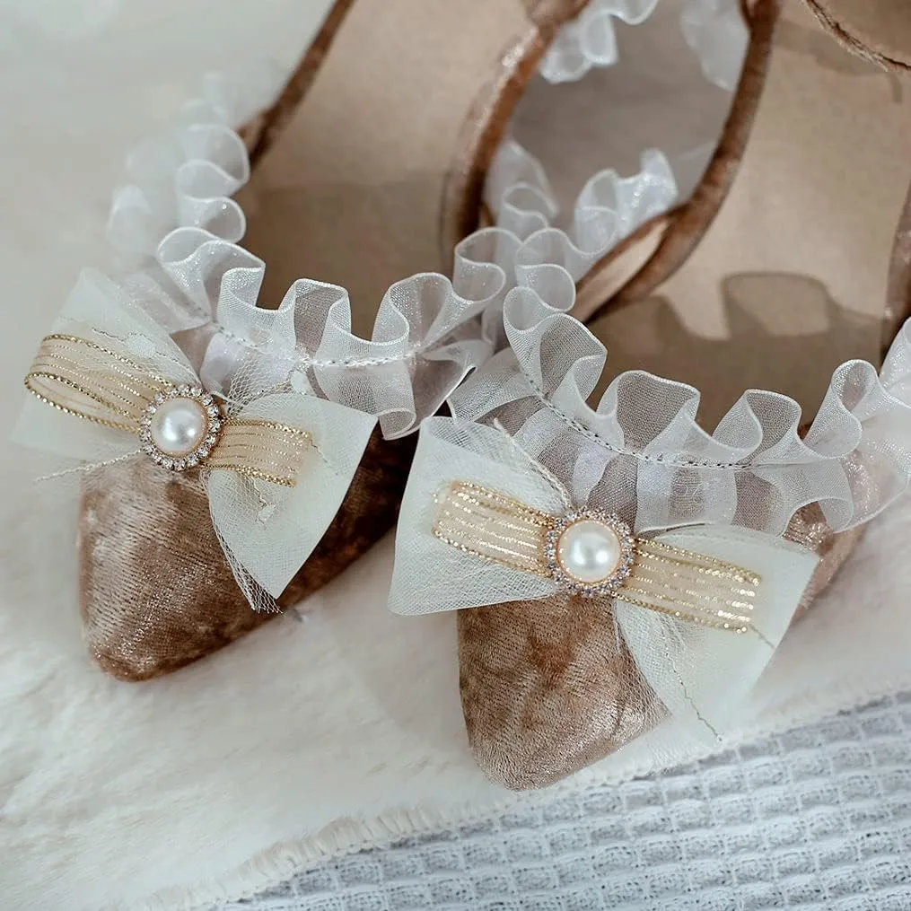 Meefit Women Cute Lolita Shoes Pointed Toe Kitten Heel Pumps Ankle Strap Low Heel Wedding Pumps