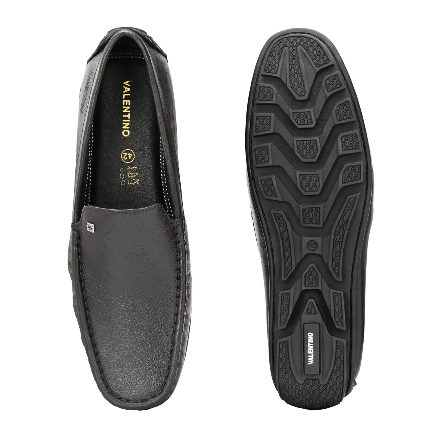 Men Premium Leather Black Slip On Loafer (Indegene-01-Black)