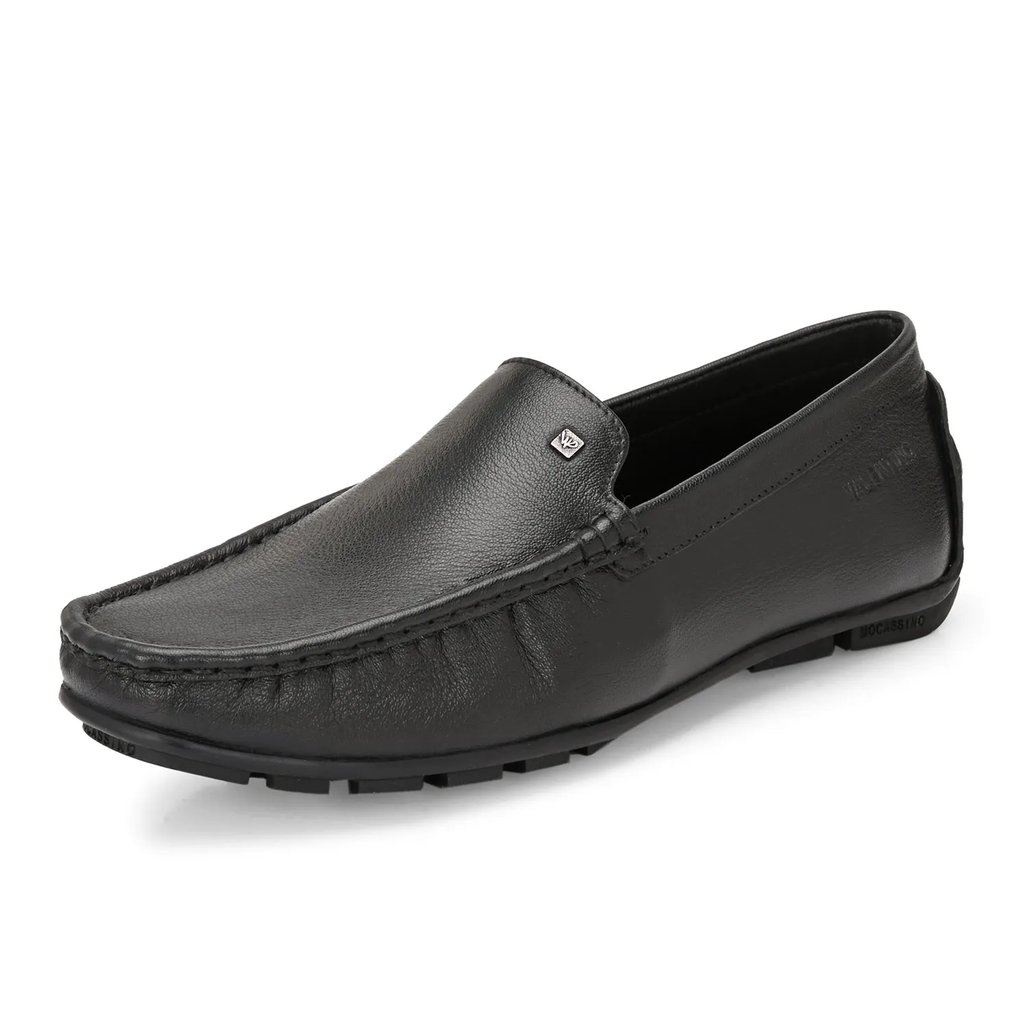 Men Premium Leather Black Slip On Loafer (Indegene-01-Black)