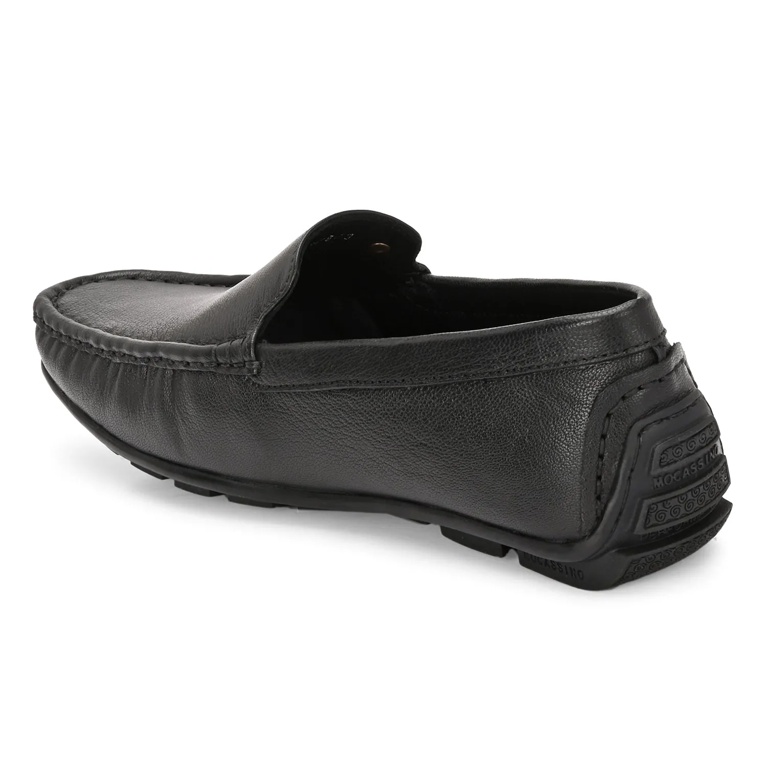 Men Premium Leather Black Slip On Loafer (Indegene-01-Black)